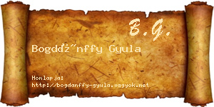Bogdánffy Gyula névjegykártya